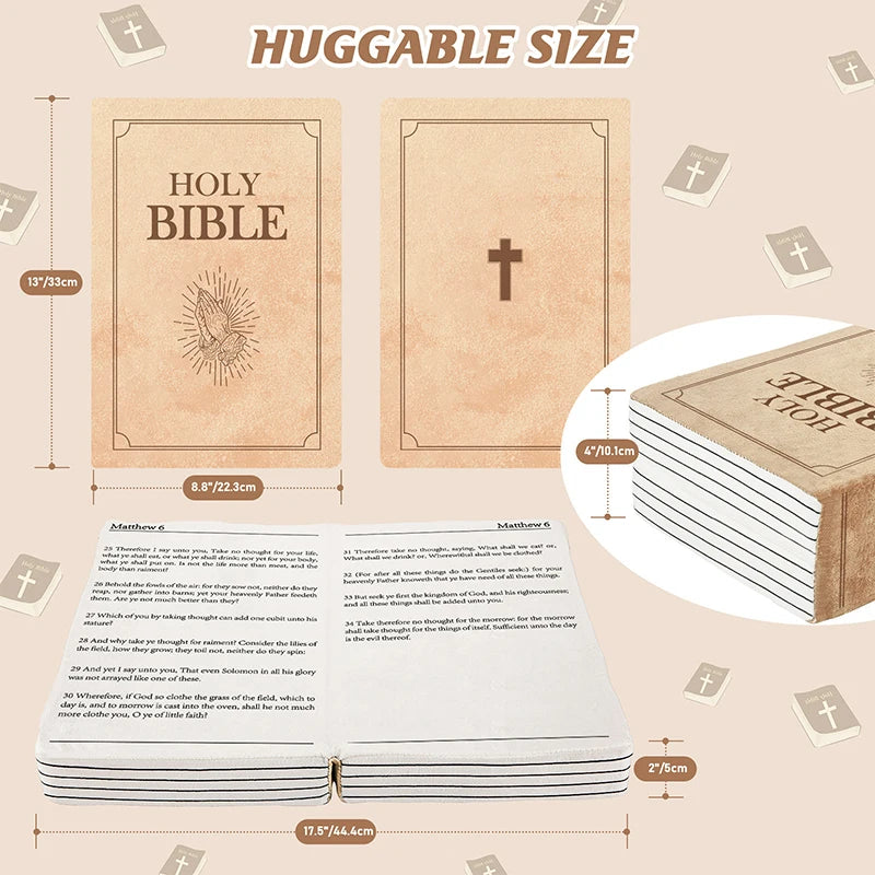 Cute Bible Plush Throw Pillow | Soft Memory Foam Religious Gift for Kids & Adults