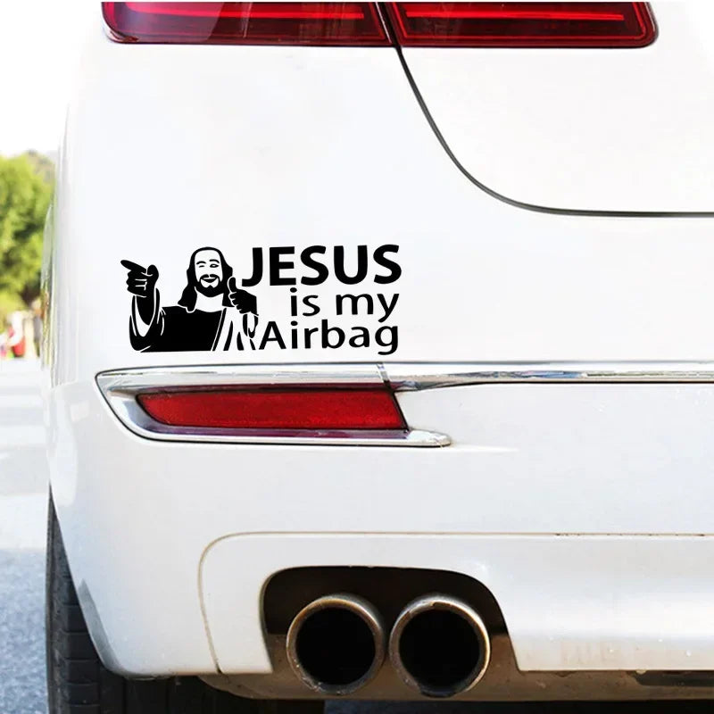Jesus Is My Airbag - Funny Vinyl Car Decal & Sticker