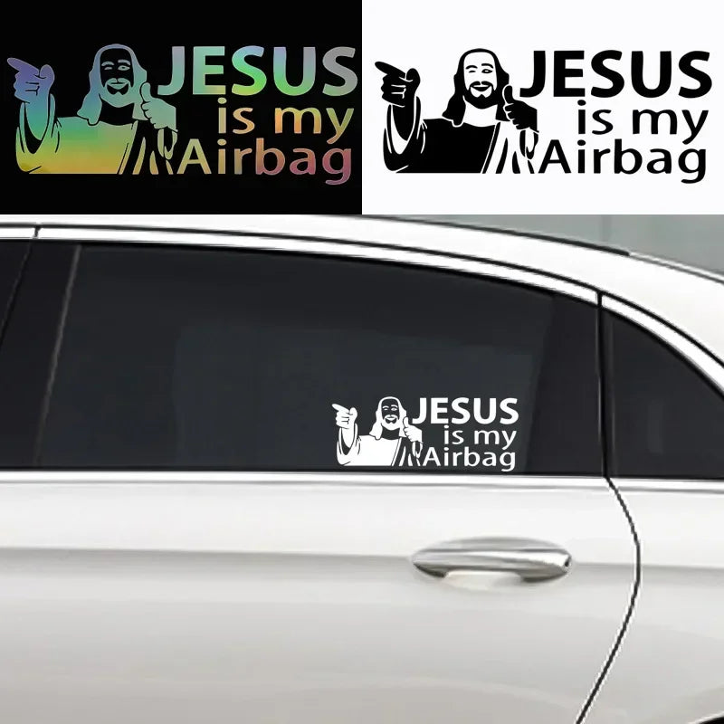 Jesus Is My Airbag - Funny Vinyl Car Decal & Sticker
